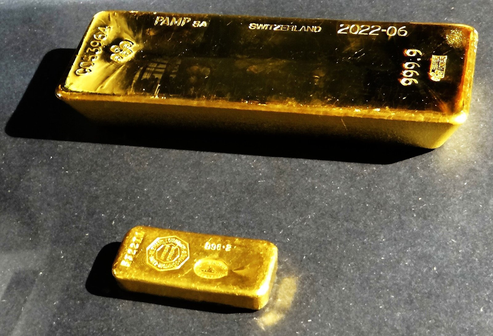 Gold bars and ingots stored in a vault