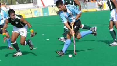 Pakistan's hockey team in action against Argentina