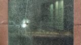 A window damaged in a burglary attempt
