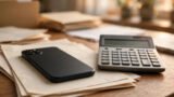 Smartphone and calculator on a tax office desk