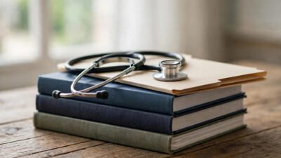 Stethoscope on medical textbooks representing MBBS admissions in Pakistan