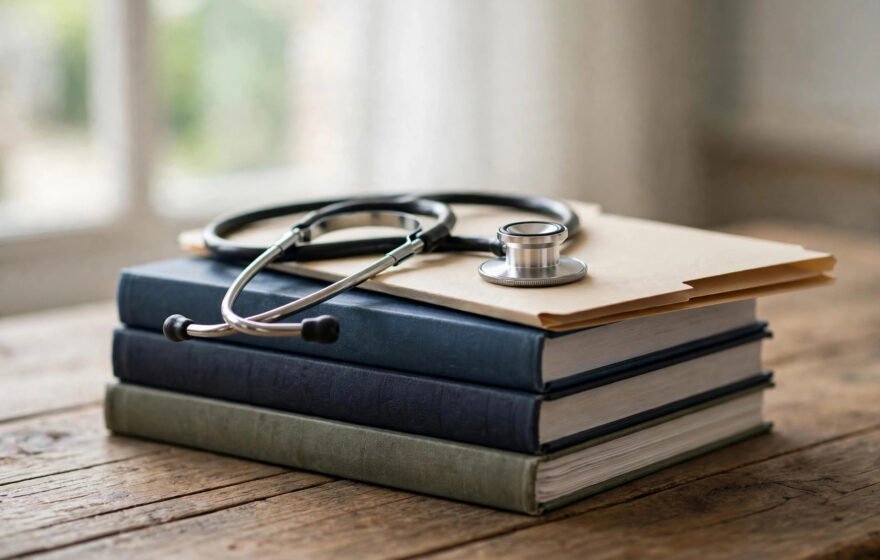 Stethoscope on medical textbooks representing MBBS admissions in Pakistan