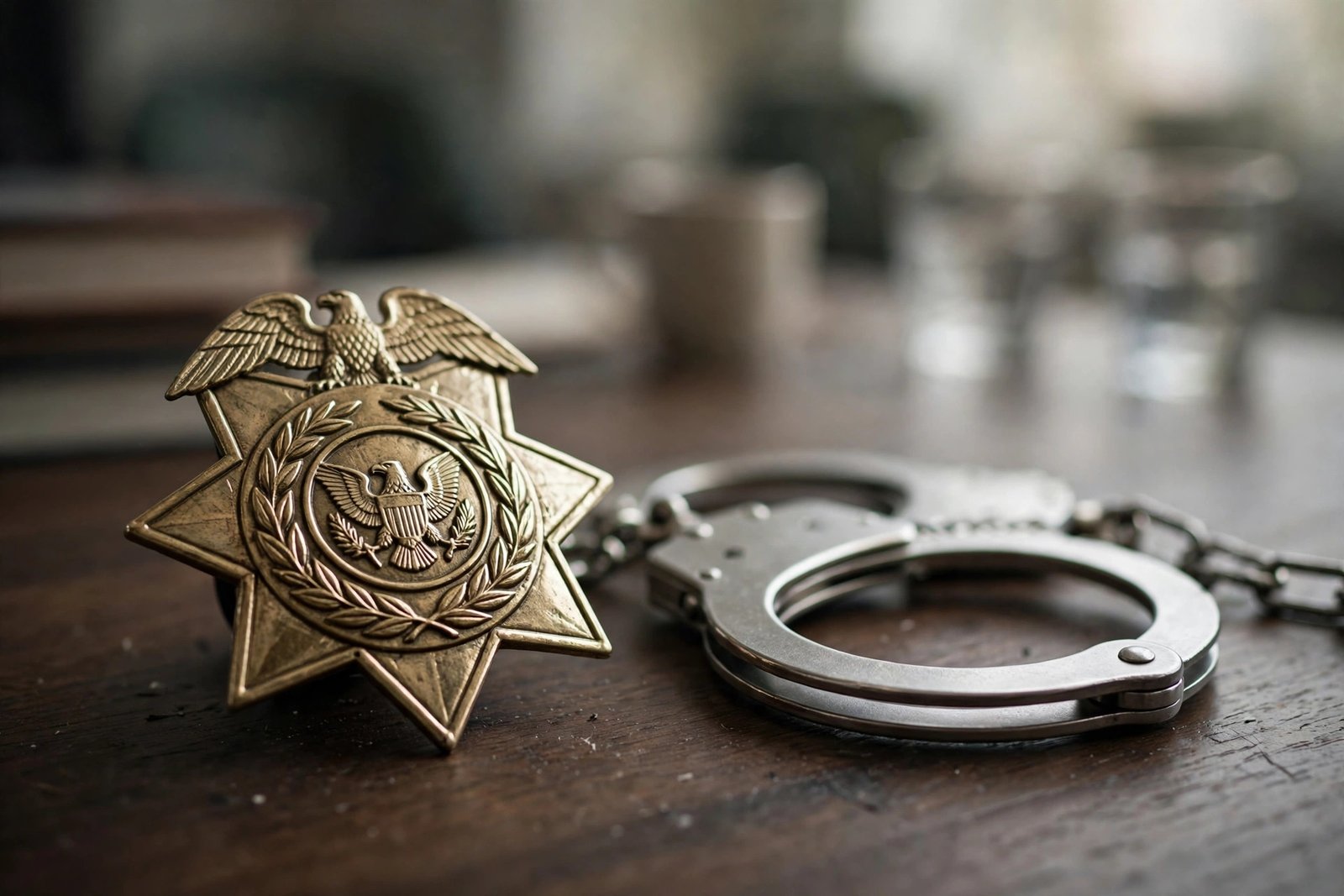 Police badge and handcuffs symbolizing police accountability