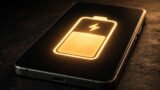 Smartphone with glowing battery charge indicator, symbolizing a bigger battery
