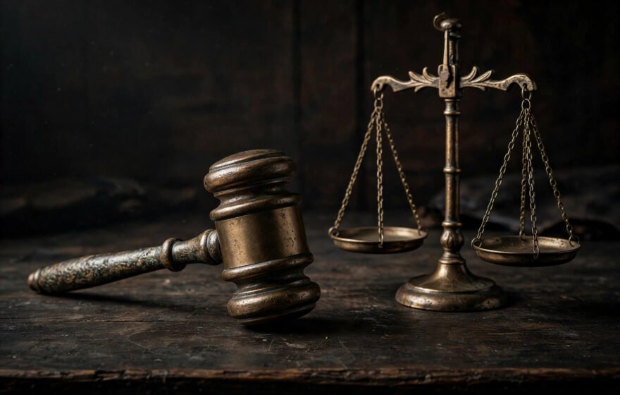Gavel and scales of justice symbolizing the child abuse case investigation