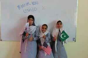 School girls studying in a classroom in Pakistan