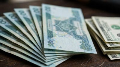 Pakistani rupee and US dollar banknotes