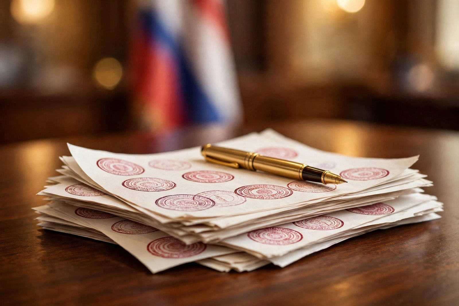 Official government documents on a desk